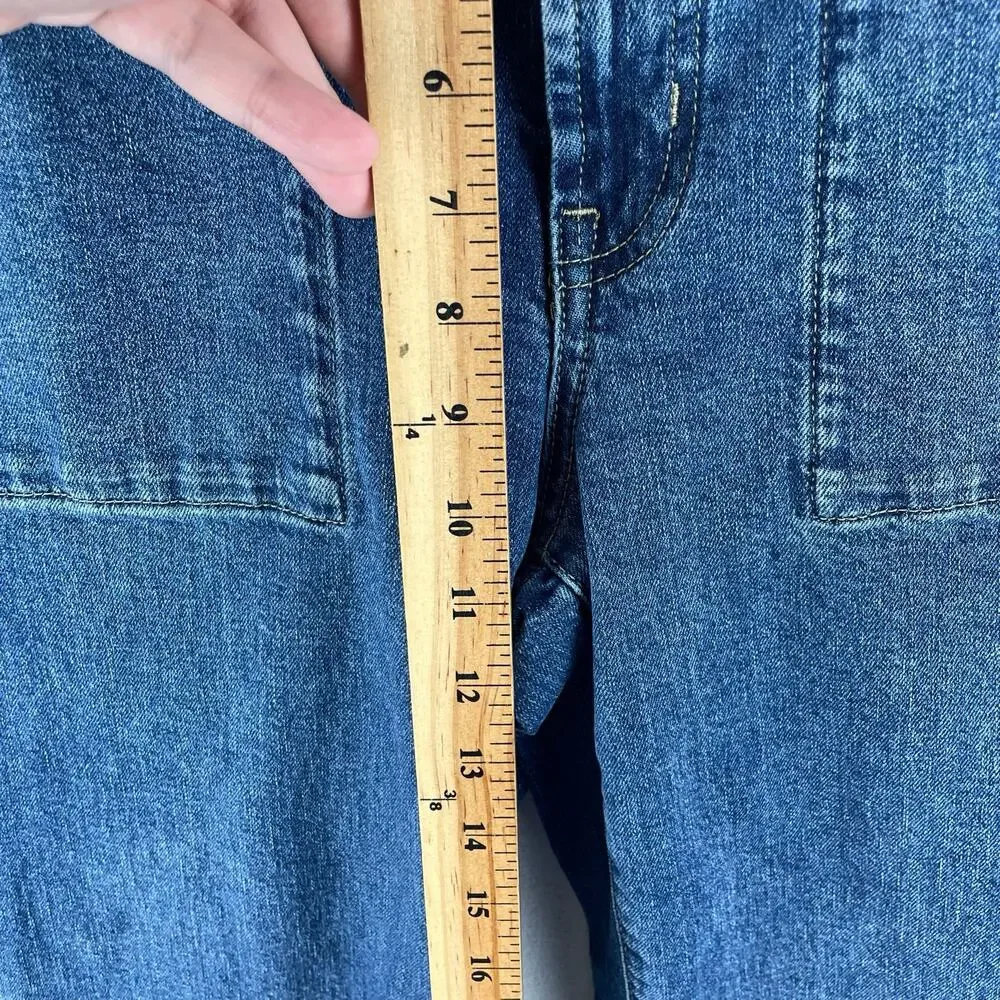 GAP Womens High Rise Wide-Leg Crop Jeans 8 29R Medium Wash Blue Stretch